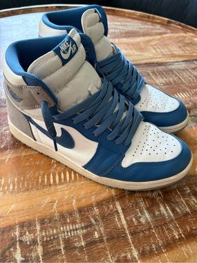 Nike Air Jordan 1 Mid - White and Blue Men's Sneakers 9.5